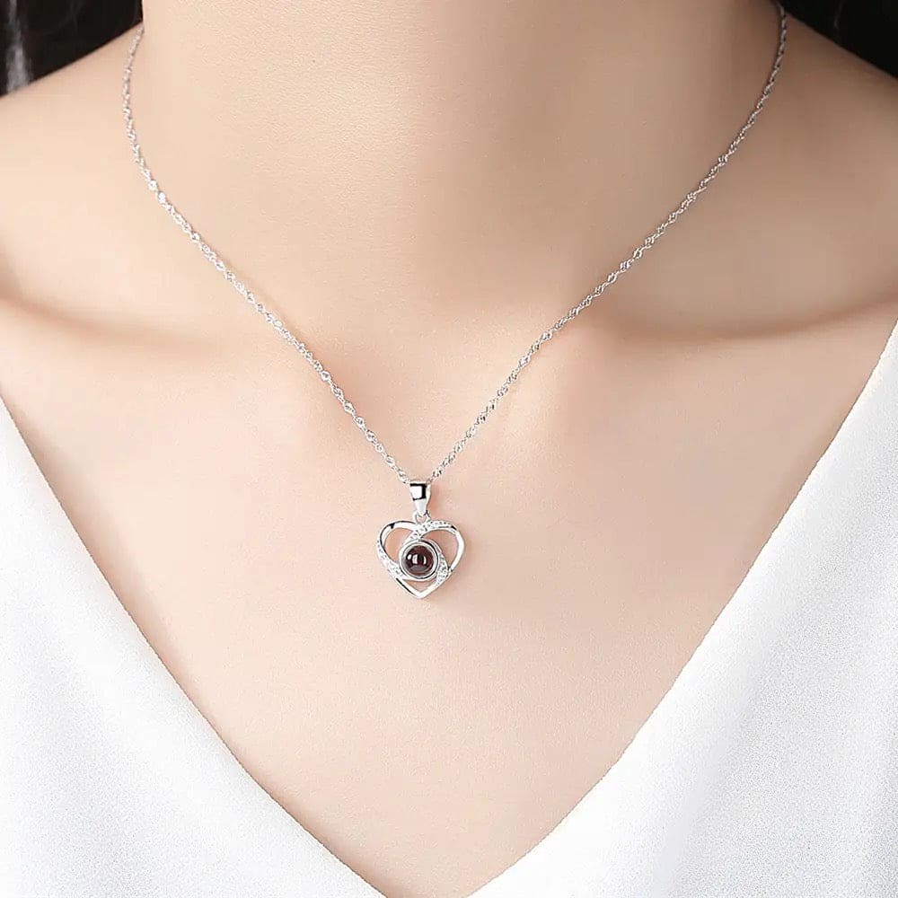 Love Heart Projection Necklace, 100 Languages I Love You Pendant, Romantic Love Memory Wedding Necklace, Luxury Female Bridal Wedding Necklace, Projection Charm Crown Necklace Love Heart Projection Necklace, 100 Languages I Love You Pendant, Romantic Love Memory Wedding Necklace, Luxury Female Bridal Wedding Necklace, Projection Charm Crown Necklace